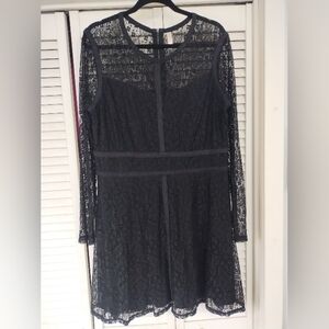 Xhilaration Black Lace Long-Sleeve A-Line Dress